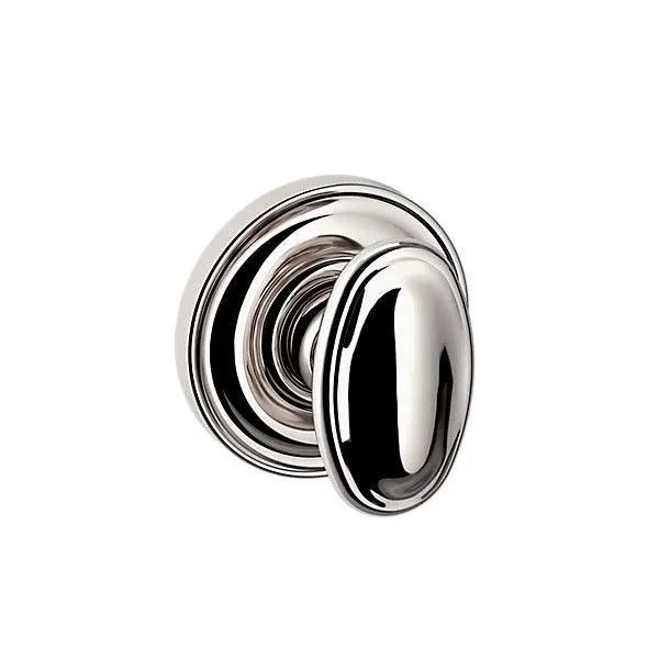 The Baldwin Estate 5057 Knob with 5048 Rosette in Lifetime Polished Nickel finish.
