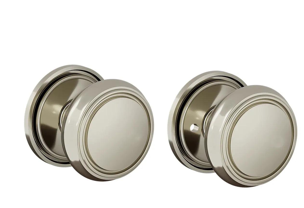 Baldwin 5088 Nashville Knob (2 5/8") with 5070 Rosette Lifetime Polished Nickel