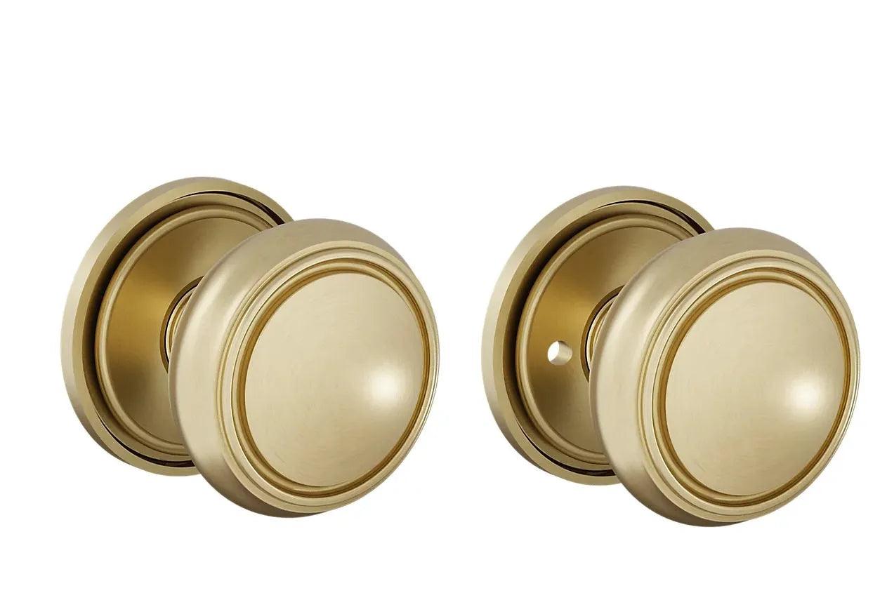 Baldwin 5088 Nashville Knob (2 5/8") with 5070 Rosette Lifetime Satin Brass
