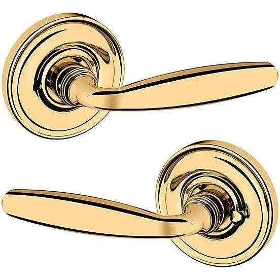 Baldwin Estate 5106 Privacy Lever with 5048 Rosette in Unlacquered Brass finish