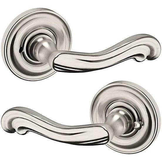 Baldwin Estate 5108 Privacy Lever with 5048 Rosette in Lifetime Satin Nickel finish