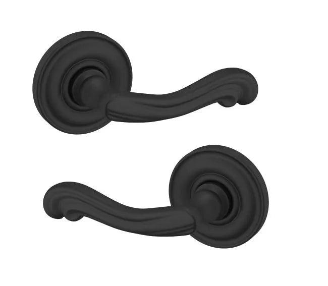 The Baldwin Estate 5108 Kensington Lever with 5048 Rosette in Satin Black finish.
