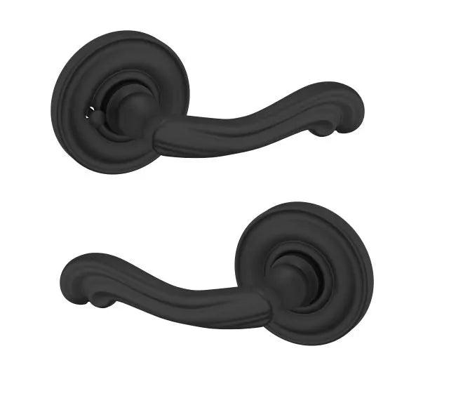 The Baldwin Estate 5108 Kensington Lever with 5048 Rosette in Satin Black finish.