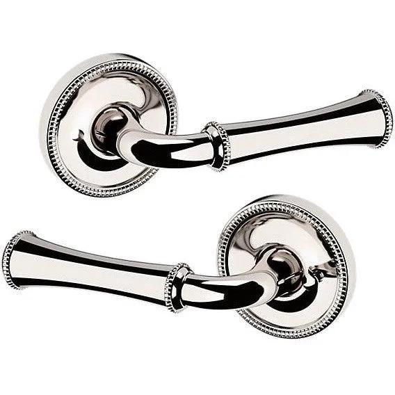 Baldwin Estate 5118 Privacy Lever with 5076 Rosette in Lifetime Polished Nickel finish