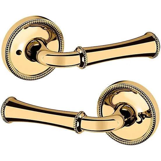 Baldwin Estate 5118 Privacy Lever with 5076 Rosette in Unlacquered Brass finish