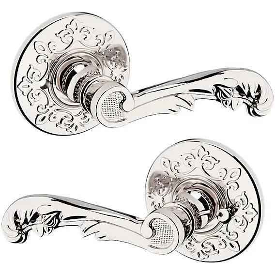 Baldwin Estate 5121 Privacy Lever with R012 Rosette in Lifetime Polished Nickel finish