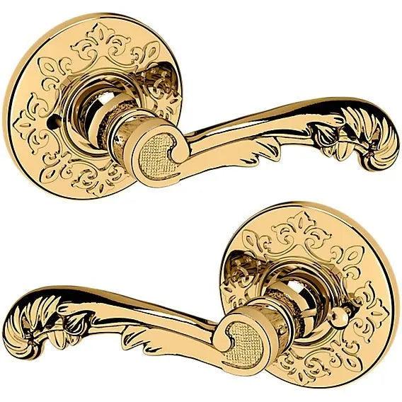 Baldwin Estate 5121 Privacy Lever with R012 Rosette in Unlacquered Brass finish
