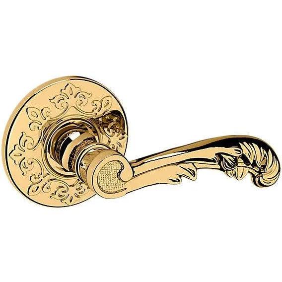 Baldwin Estate 5121 Right Handed Half Dummy Lever with R012 Rosette in Unlacquered Brass finish