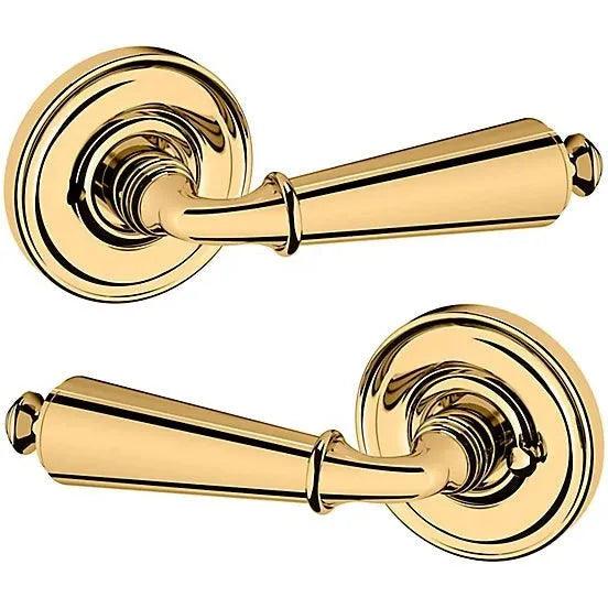 Baldwin Estate 5125 Privacy Lever with 5048 Rosette in Unlacquered Brass finish