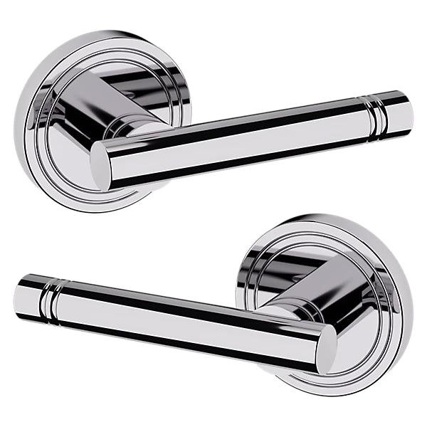 The Baldwin Estate 5138 Lever with 5047 Rosette in Polished Chrome finish.