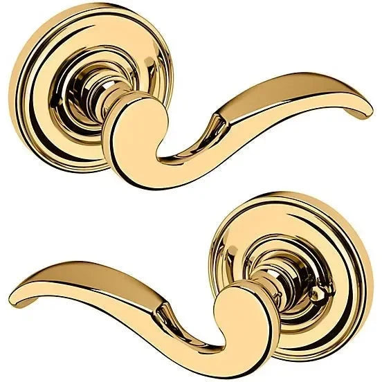 Baldwin Estate 5152 Privacy Lever with 5017 Rosette in Unlacquered Brass finish