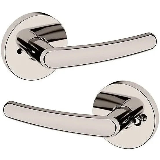 Baldwin Estate 5165 Privacy Lever with 5046 Rosette in Lifetime Polished Nickel finish