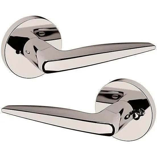 Baldwin Estate 5166 Privacy Lever with 5046 Rosette in Lifetime Polished Nickel finish