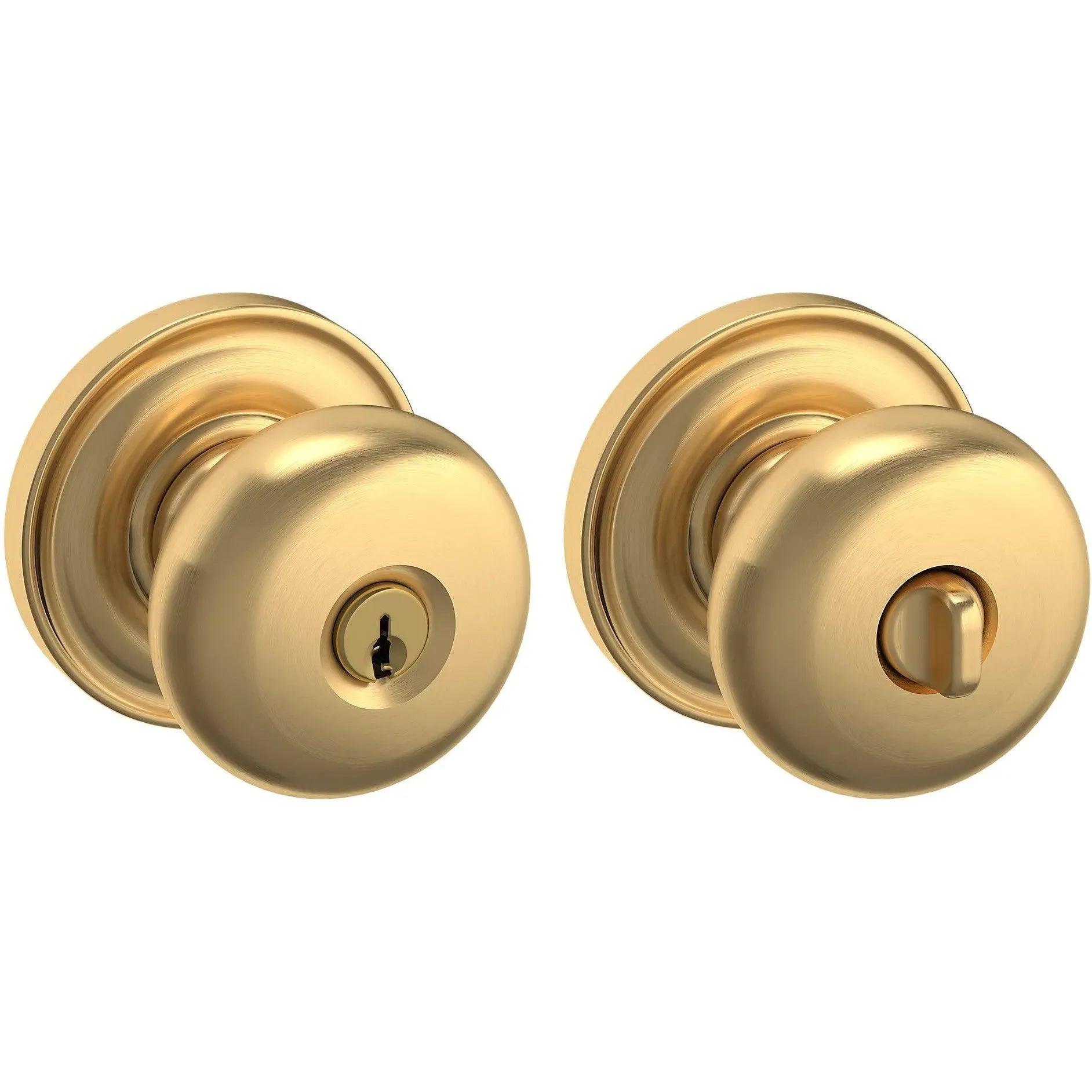 Baldwin 5205 Keyed Classic Knob with Classic Rosette Lifetime Satin Brass