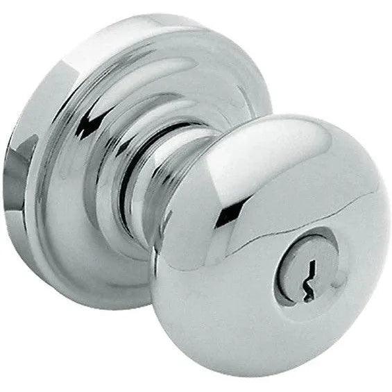 Baldwin 5205 Keyed Classic Knob with Classic Rosette Polished Chrome
