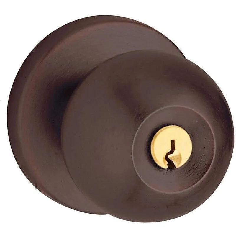 Baldwin Estate 5215 Keyed Contemporary Knob with Contemporary Rosette in Venetian Bronze finish