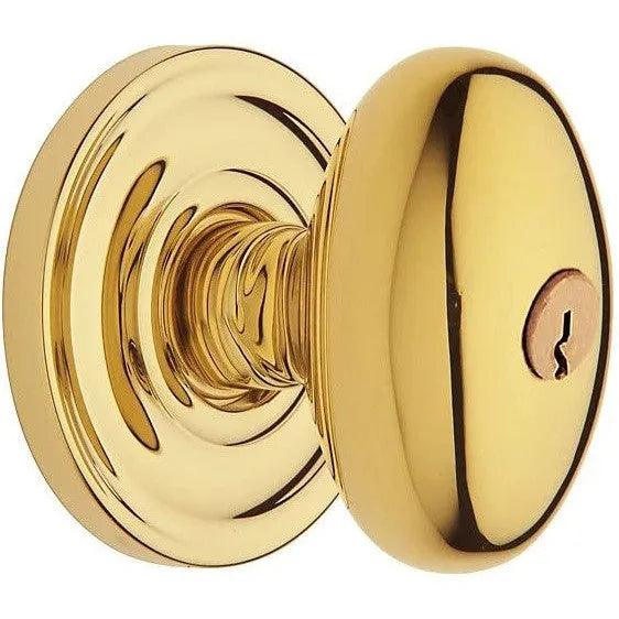 Baldwin 5225 Keyed Egg Knob with Classic Rosette Lifetime Polished Brass