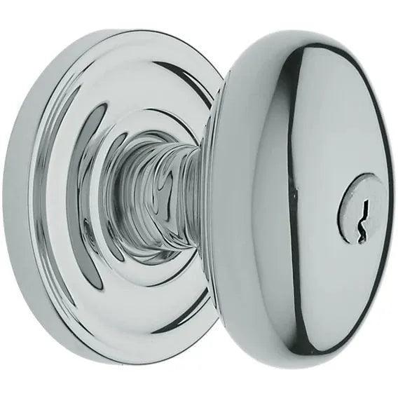 Baldwin 5225 Keyed Egg Knob with Classic Rosette Polished Chrome