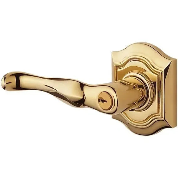 Baldwin Estate 5237 Keyed Bethpage Left Handed Lever with Bethpage Rosette in Lifetime Polished Brass finish