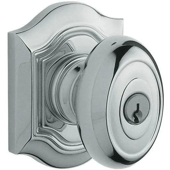 Baldwin Estate 5237 Keyed Bethpage Knob with Bethpage Rosette in Polished Chrome finish