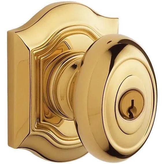 Baldwin Estate 5237 Keyed Bethpage Knob with Bethpage Rosette in Unlacquered Brass finish