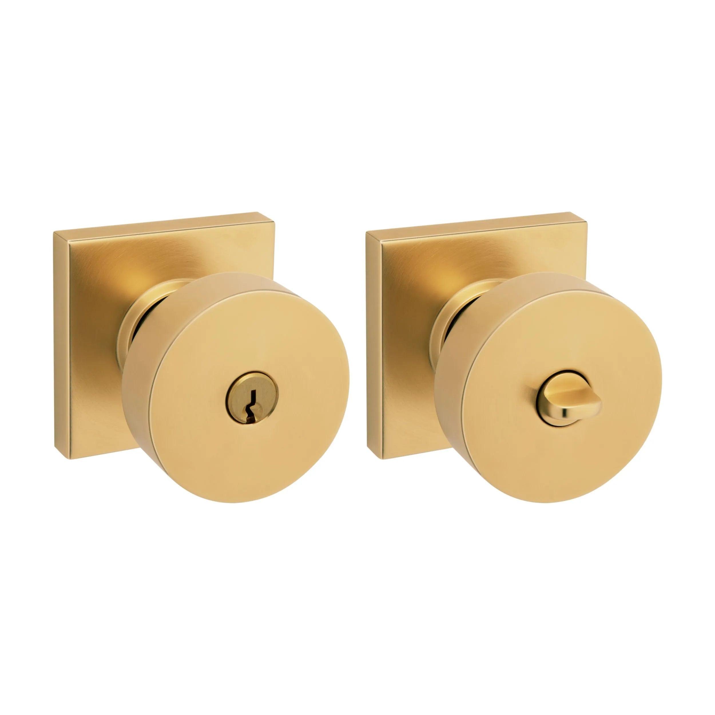 Baldwin 5250 Minneapolis Keyed Knob with Square Rosette Lifetime Satin Brass