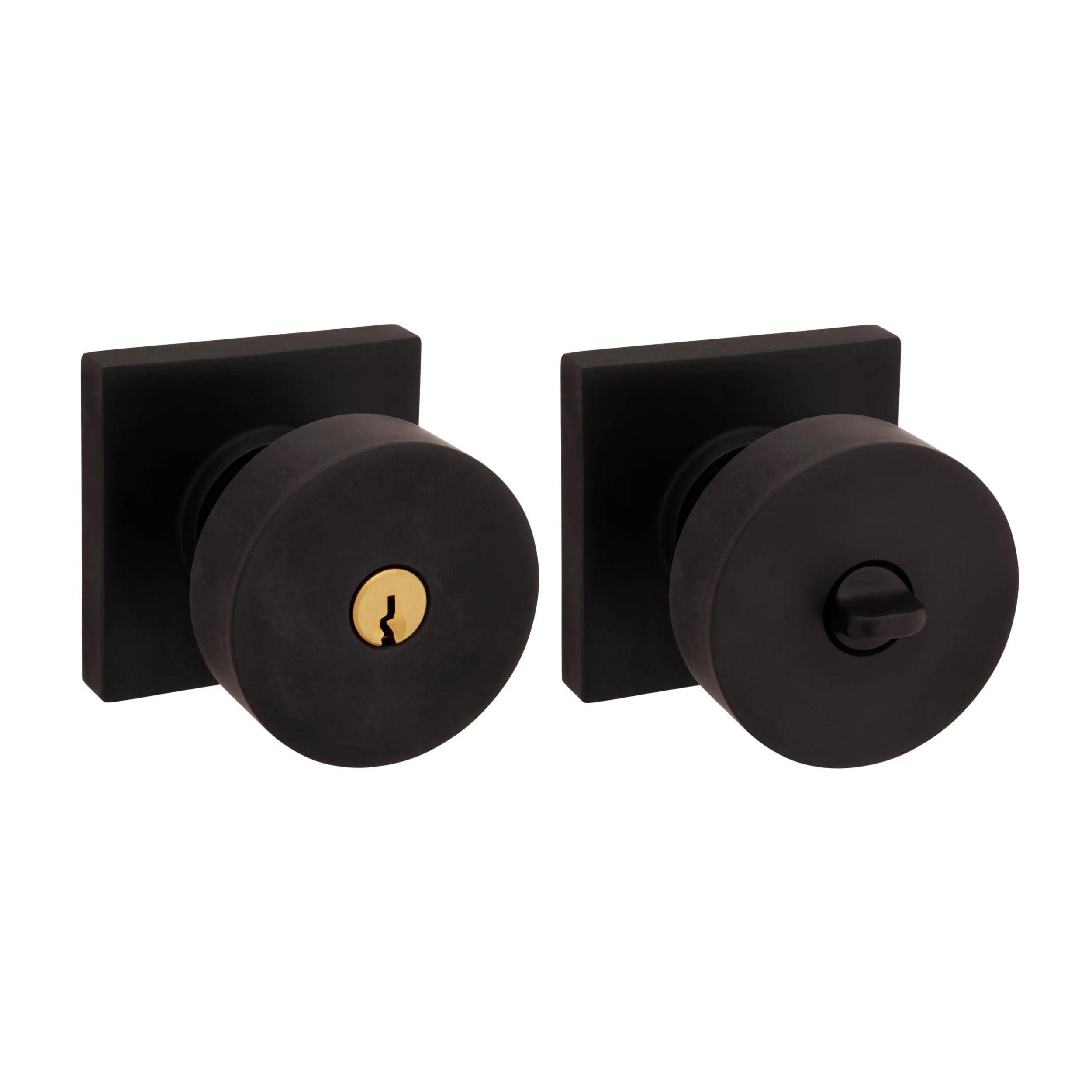 Baldwin 5250 Minneapolis Keyed Knob with Square Rosette Oil Rubbed Bronze