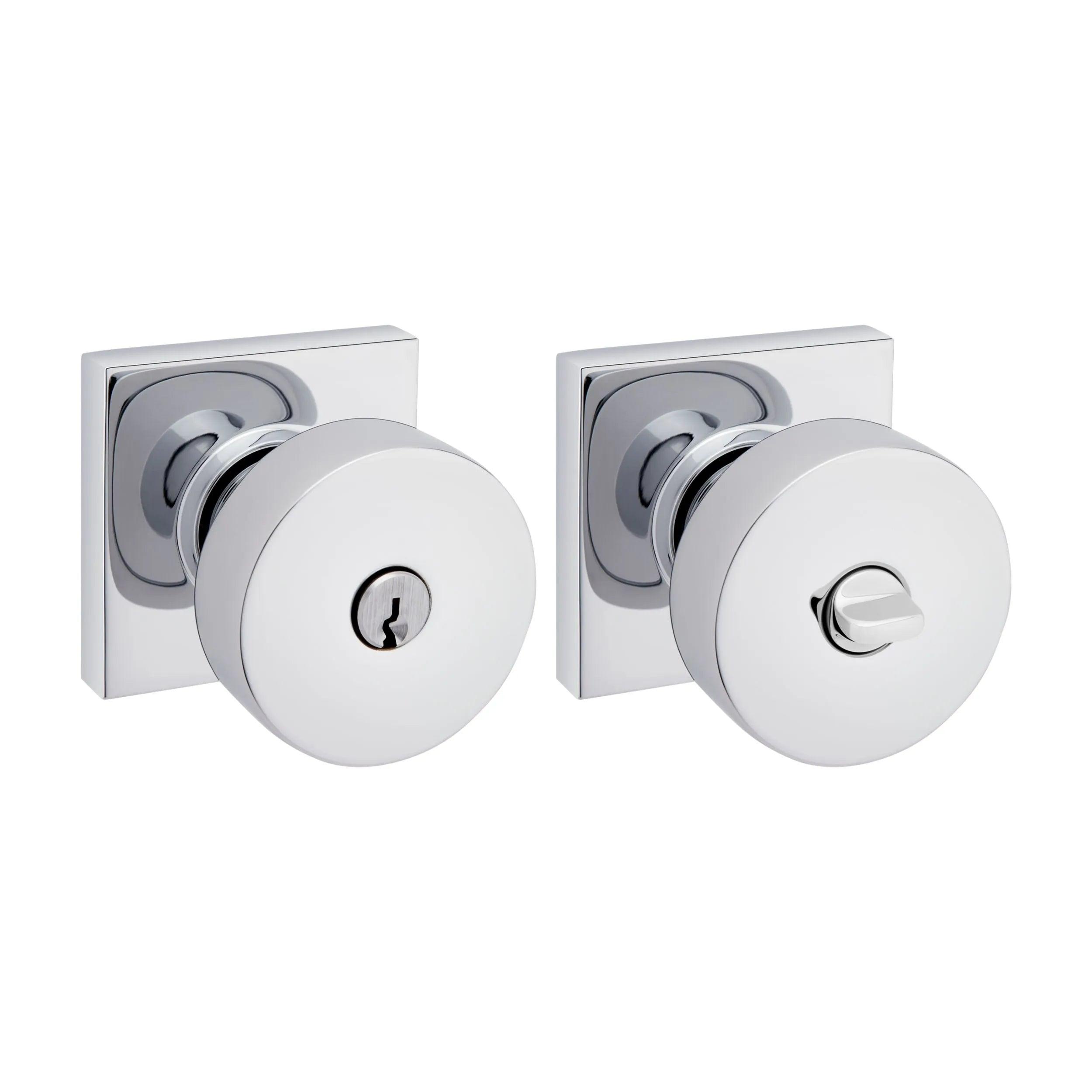Baldwin 5250 Minneapolis Keyed Knob with Square Rosette Polished Chrome