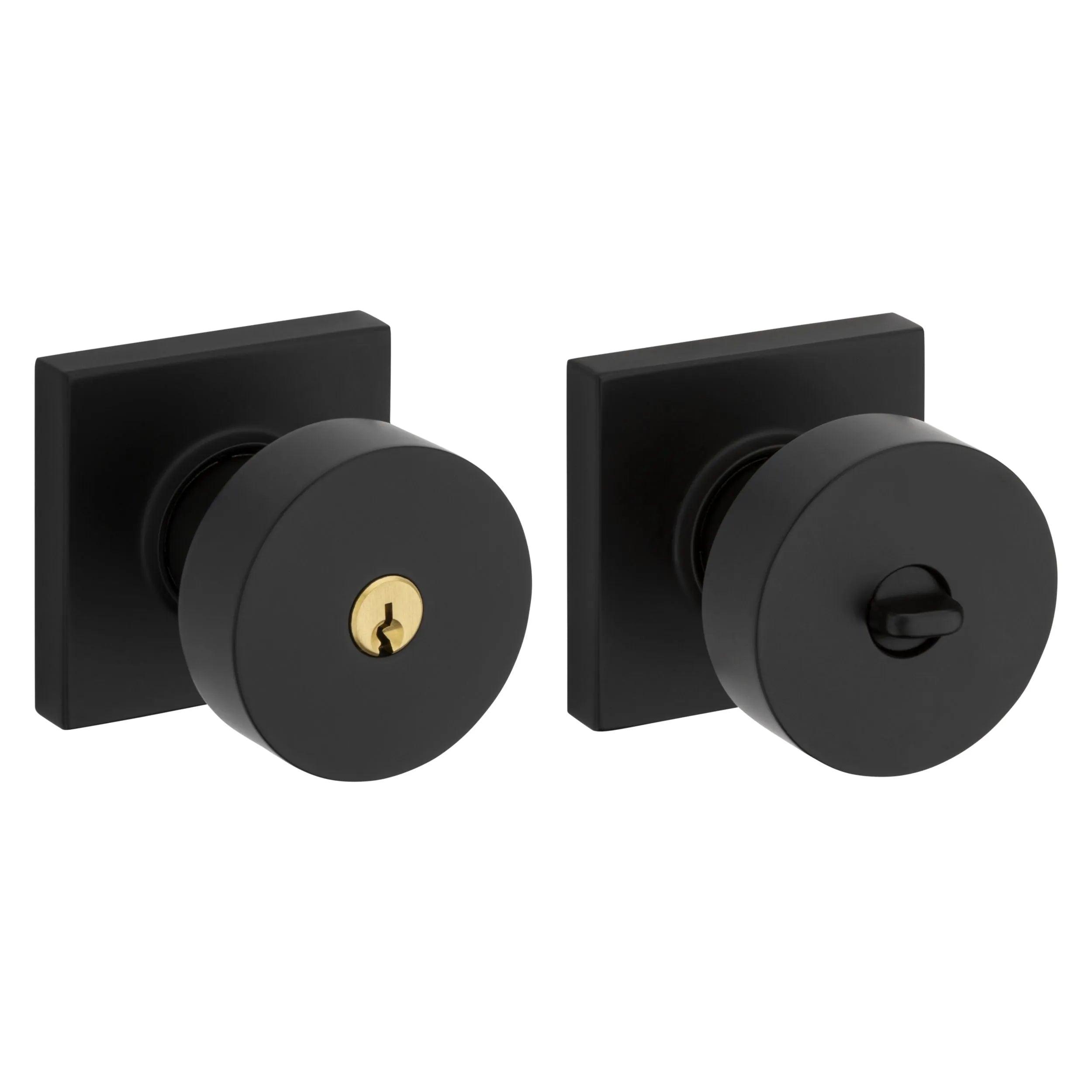 Baldwin 5250 Minneapolis Keyed Knob with Square Rosette Satin Black