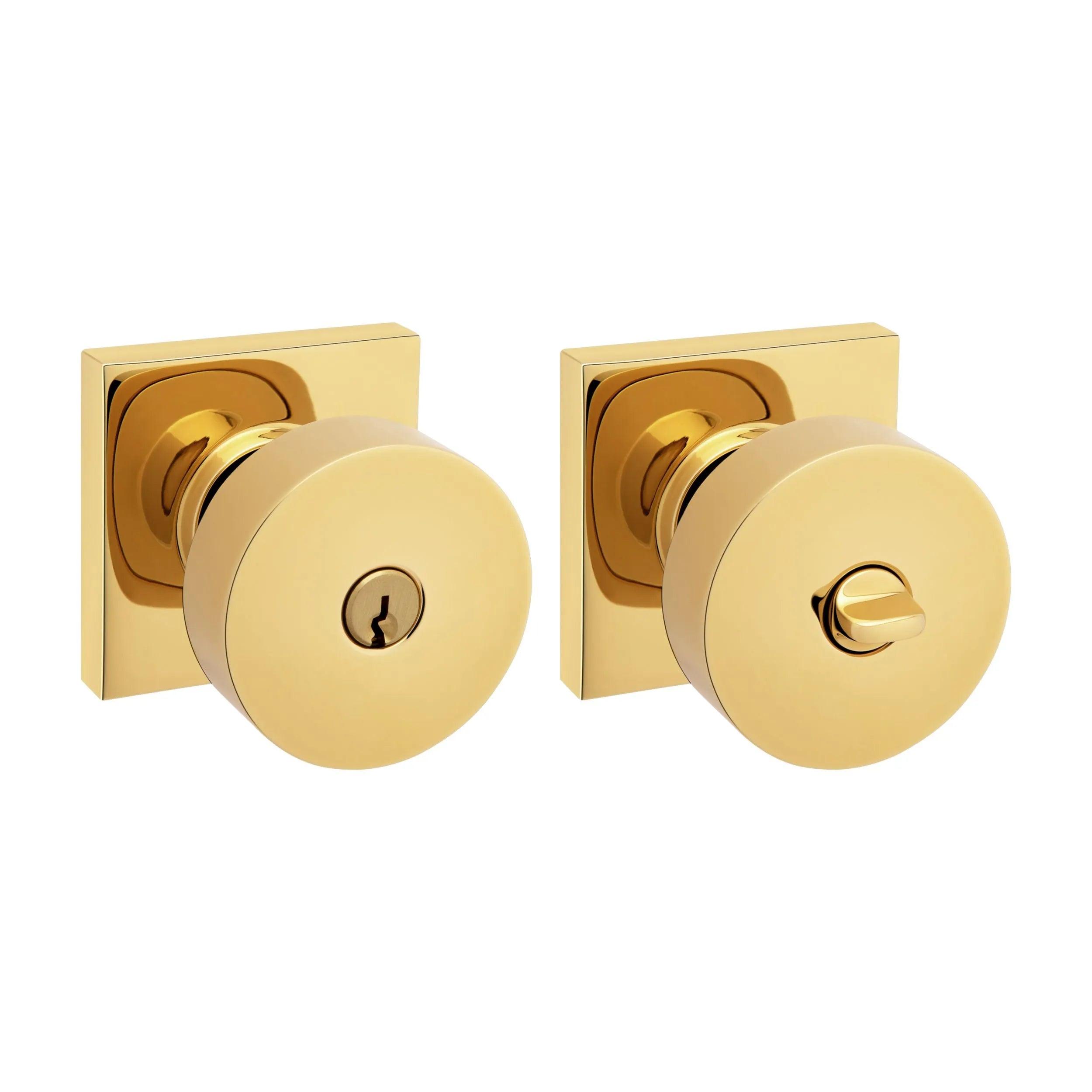 Baldwin 5250 Minneapolis Keyed Knob with Square Rosette Unlacquered Brass