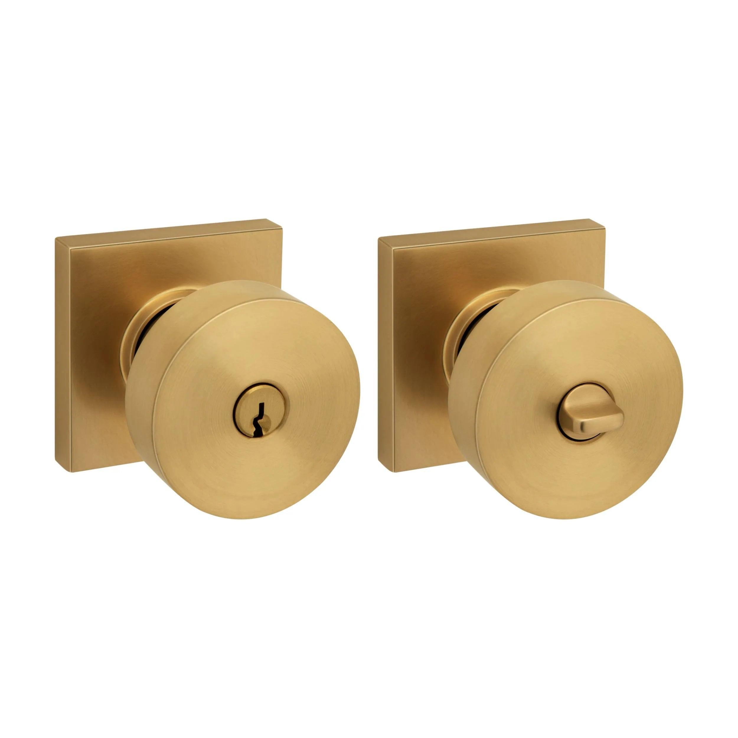 Baldwin 5250 Minneapolis Keyed Knob with Square Rosette Vintage Brass