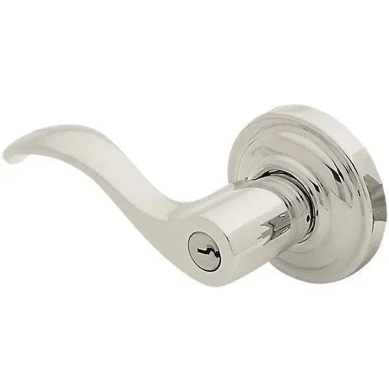 Baldwin 5255 Wave Keyed Lever with Classic Rosette Lifetime Polished Nickel