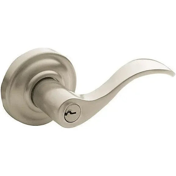 Baldwin 5255 Wave Keyed Lever with Classic Rosette Lifetime Satin Nickel