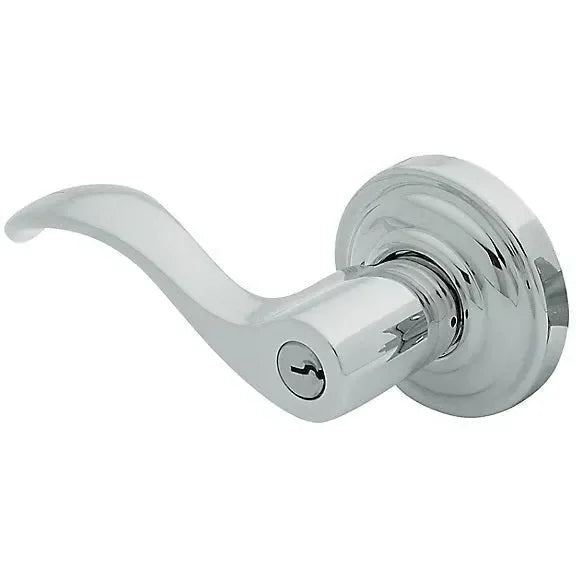 Baldwin 5255 Wave Keyed Lever with Classic Rosette Polished Chrome