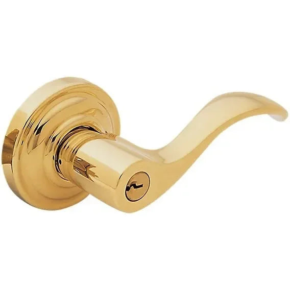 Baldwin 5255 Wave Keyed Lever with Classic Rosette Unlacquered Brass