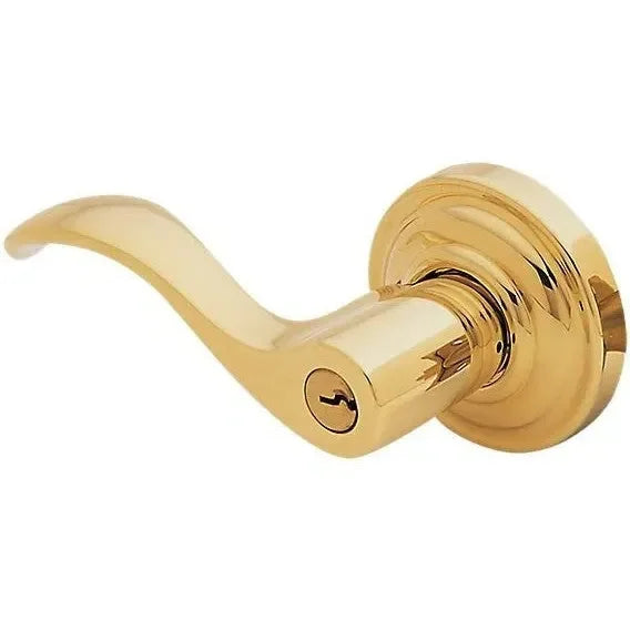 Baldwin 5255 Wave Keyed Lever with Classic Rosette Unlacquered Brass