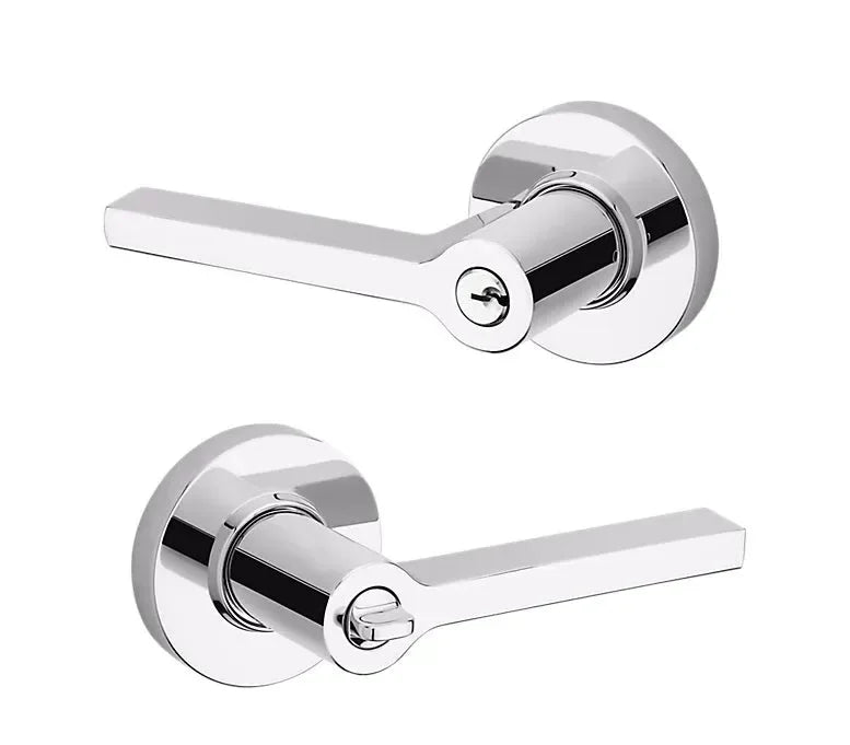 The Baldwin Estate 5260 Minneapolis Keyed Lever with Round Rosette in Polished Chrome finish.