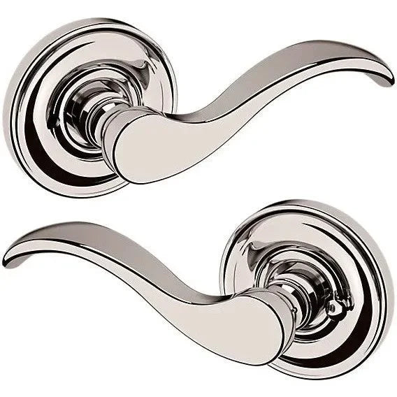Baldwin 5455V Wave Lever with 5048 Rosette Lifetime Polished Nickel