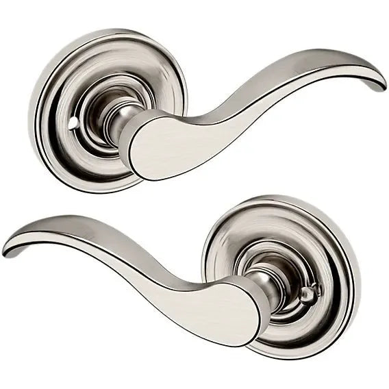 Baldwin 5455V Wave Lever with 5048 Rosette Lifetime Satin Nickel