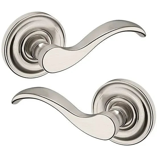 Baldwin 5455V Wave Lever with 5048 Rosette Lifetime Satin Nickel