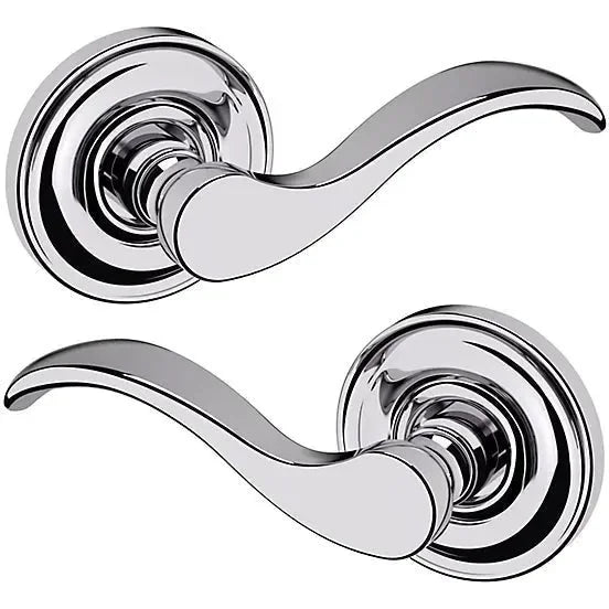 Baldwin 5455V Wave Lever with 5048 Rosette Polished Chrome