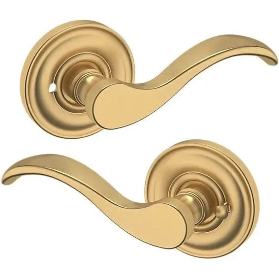 Baldwin 5455V Wave Lever with 5048 Rosette Vintage Brass