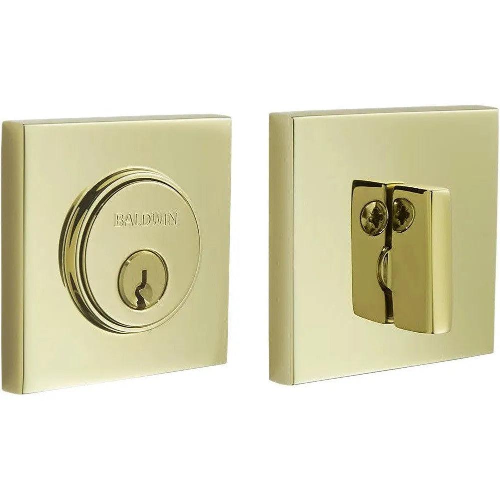 Baldwin Estate 8220 Contemporary Square Deadbolt in Lifetime Polished Brass finish