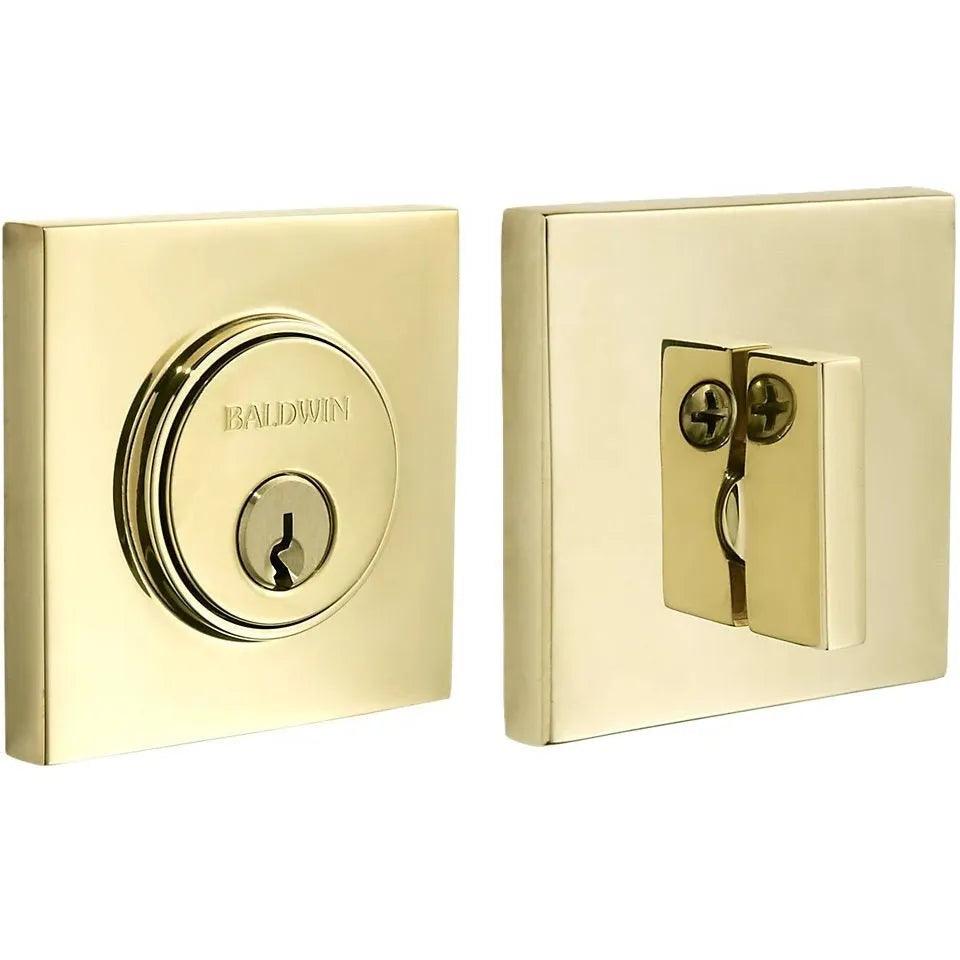 Baldwin Estate 8220 Contemporary Square Deadbolt in Unlacquered Brass finish