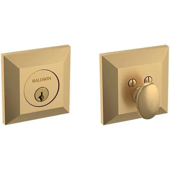 Baldwin Estate 8254 Squared Deadbolt in Vintage Brass finish