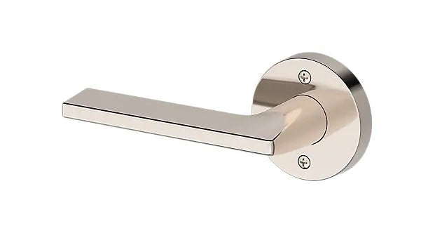 Baldwin Anaheim Hills Lever with Contemporary Round Rosette in Lifetime Polished Nickel finish