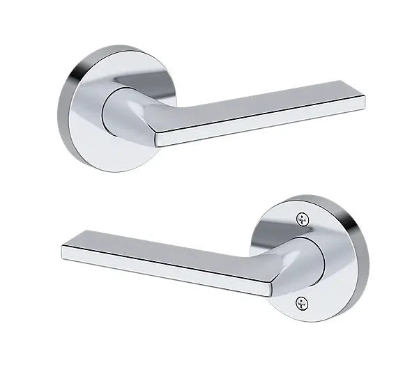 Baldwin Anaheim Hills Lever with Contemporary Round Rosette in Polished Chrome finish