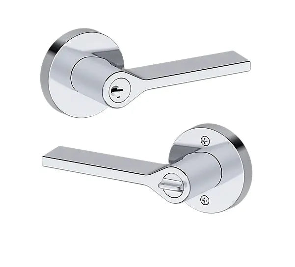 Baldwin Anaheim Hills Lever with Contemporary Round Rosette in Polished Chrome finish