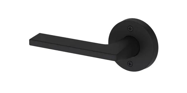 Baldwin Anaheim Hills Lever with Contemporary Round Rosette in Satin Black finish