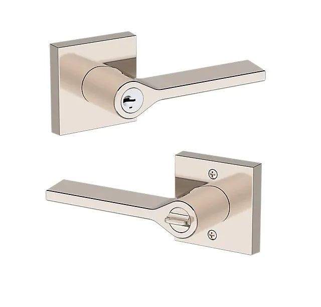 Baldwin Anaheim Hills Lever with Contemporary Square Rosette in Lifetime Polished Nickel finish
